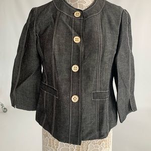 Blazer kasper 12P gray fitted 3/4 sleeve